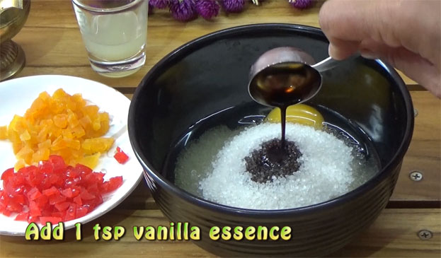 Add sugar & vanilla essence