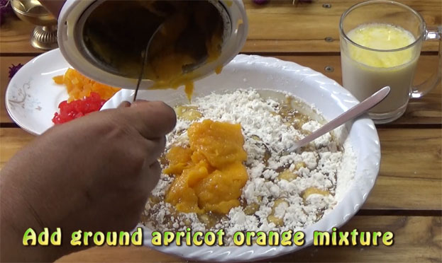 Add ground apricot orange mixture