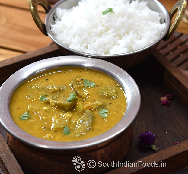 Kongunadu style dried broad beans eggplant curry