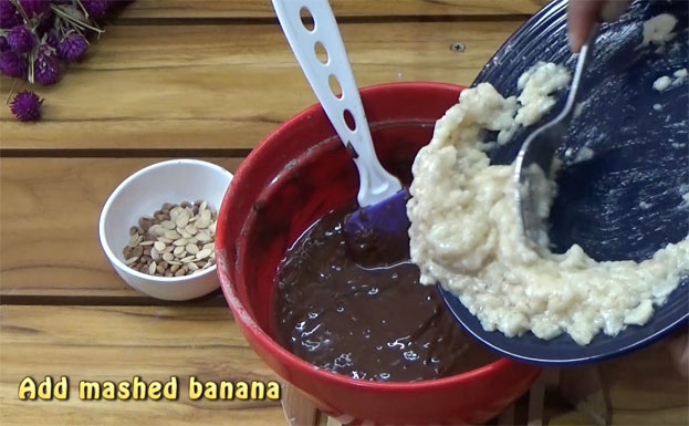 Add mashed banana