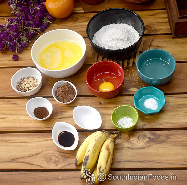 Ingredients for chocolate banana cake