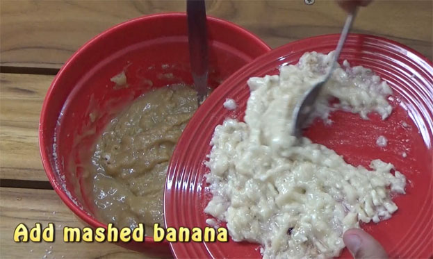 Add mashed banana