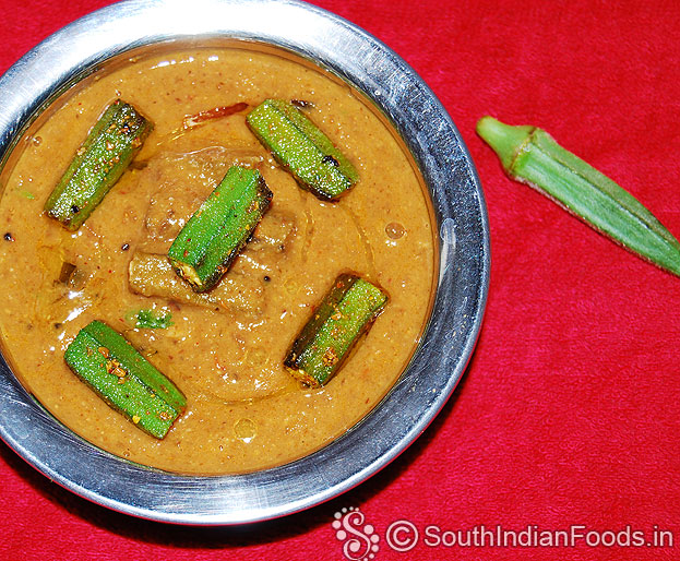 Delicious Okra tamarind curry ready