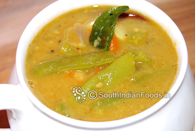 Carrot beans potato sambar