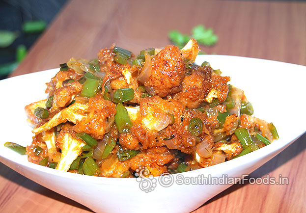 Cauliflower scallion dry curry