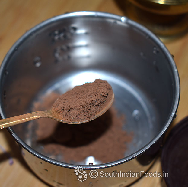 In a bowl add cocoa powder
