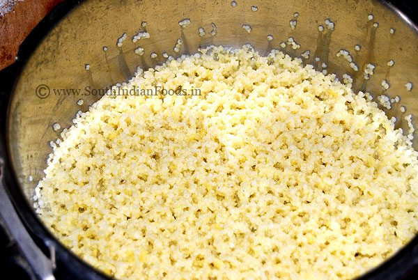 Cooked thinai rice, Moong Dal mixture
