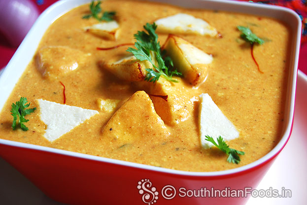 Creamy shahi cottage cheese curry