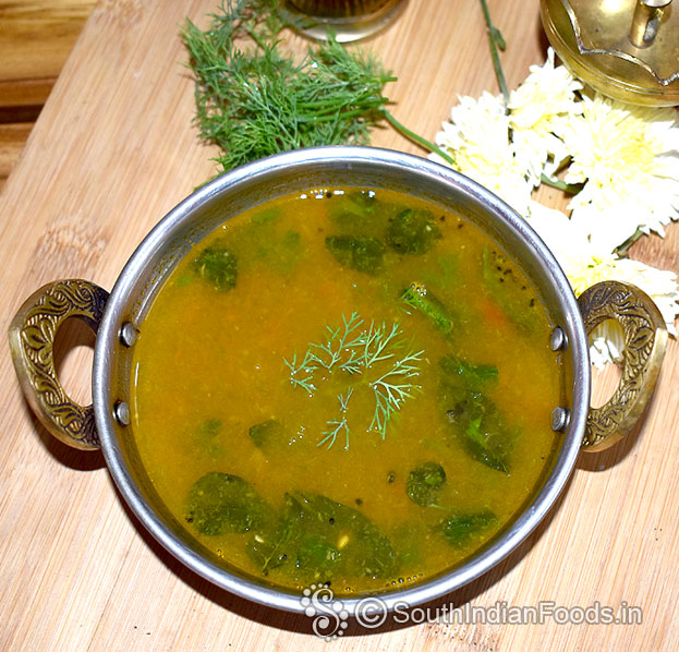Dill leaves rasam ready, serve hot with rice