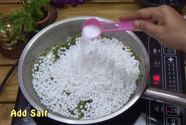 Add soaked sago & salt