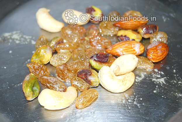 Ghee roasted almonds pistachio cashews and raisins chop