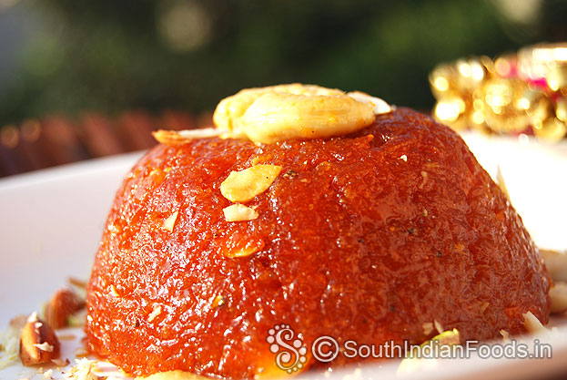 Carrot jaggery halwa ready, serve hot or cold