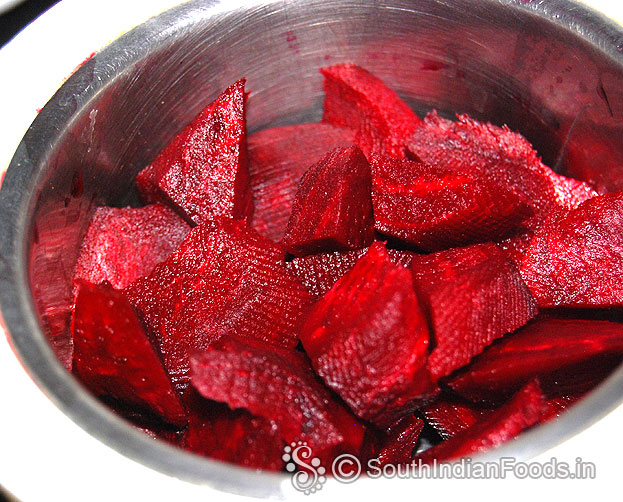 Wash, cut beetroot into cubes, then grind to fine puree