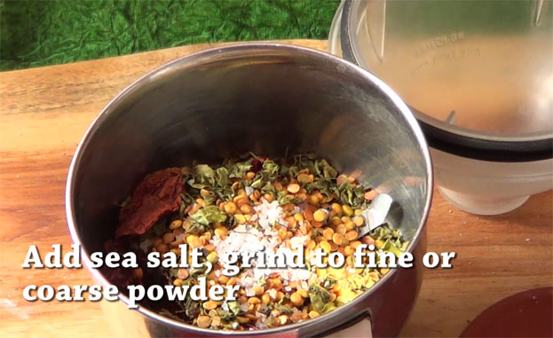 Put all roasted ingredients & sea salt finely grind