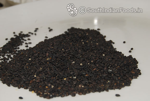 Dry roast black sesame seeds