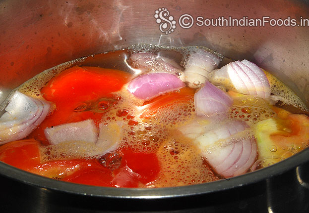 Boil tomato, onion, garlic, green chilli
