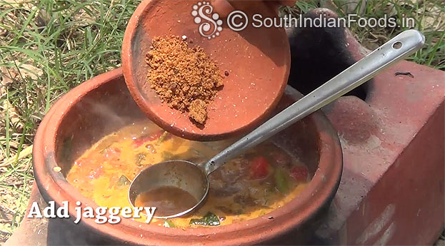 Add jaggery, let it boil for 2 min