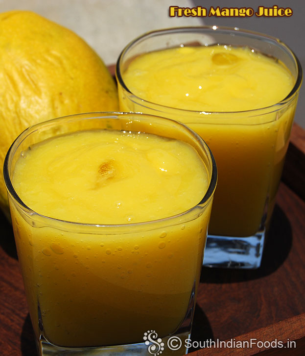 Fresh mango jucie ready, serve immediately
