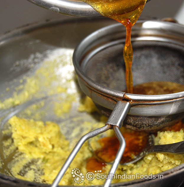 Add jaggery, stir well without lumps