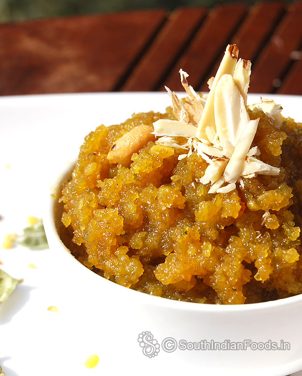 Moong dal halwa with jaggery