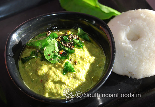 Add seasoned ingredients, mix well then serve hot with idli, dosa or rice