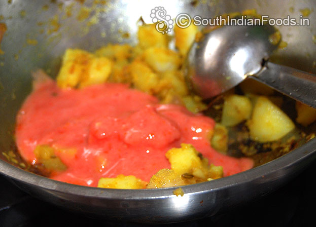 Add tomato puree & water let ti boil