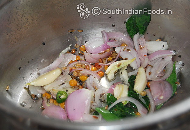 Add green chilli, garlic & onion saute