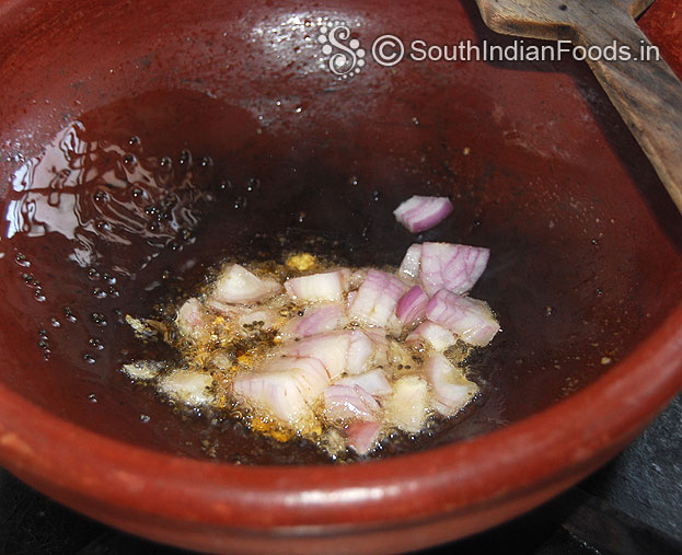 Heat oil add mustard, bengal gram, urad dal, & onion saute