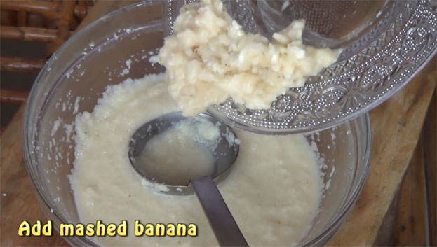 Add mashed banana