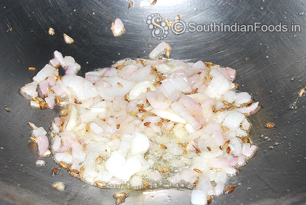 Heat oil, ghee in a pan add cumin seeds, onion, garlic & salt saute till soft