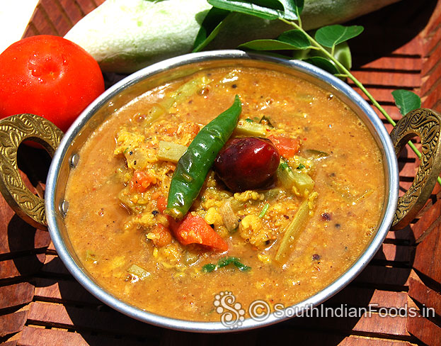 Snake gourd moong dal sambar