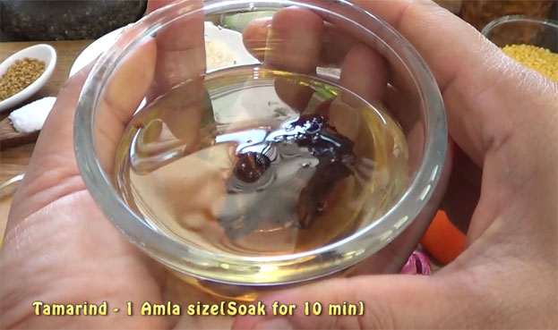 Soak tamarind for 10 min