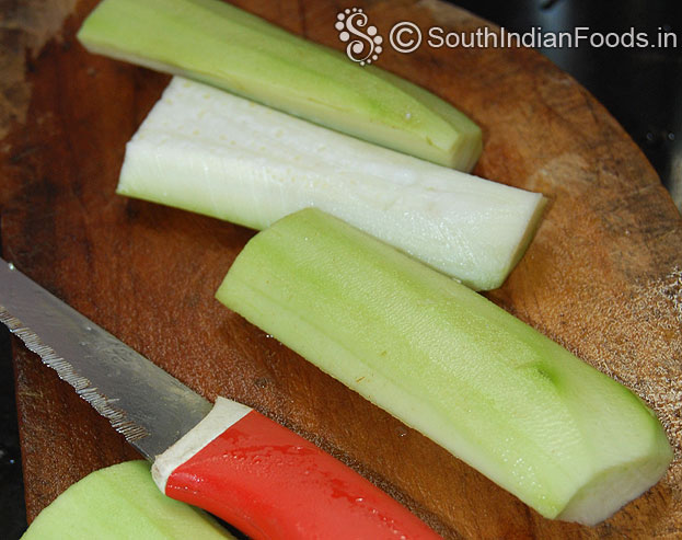 Peel off the bottle gourd skin