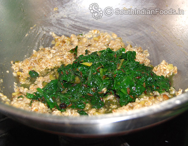 Add seasoned ingredients & spinach mix well