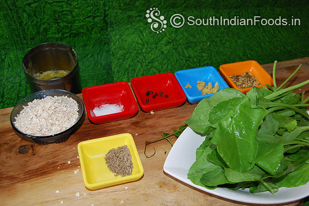 Oats spinach pongal ingredients