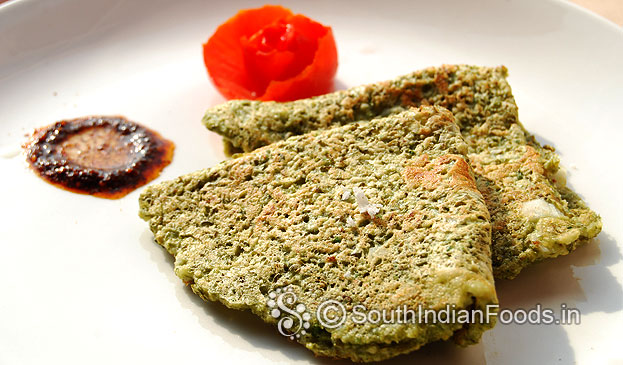 Sprouted green moong dosa is ready serve hot with coconut chutney