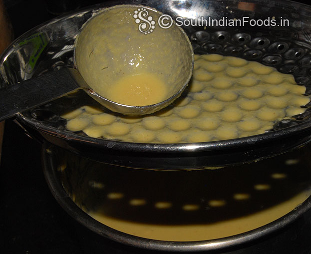 Boondi batter is ready, you can use large boondi ladle