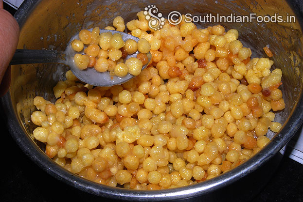 Crispy delicious sweet boondi is ready, store in an airtight container