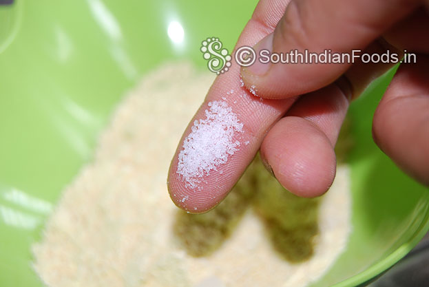 In a bowl add gram flour[besan] , salt mix well