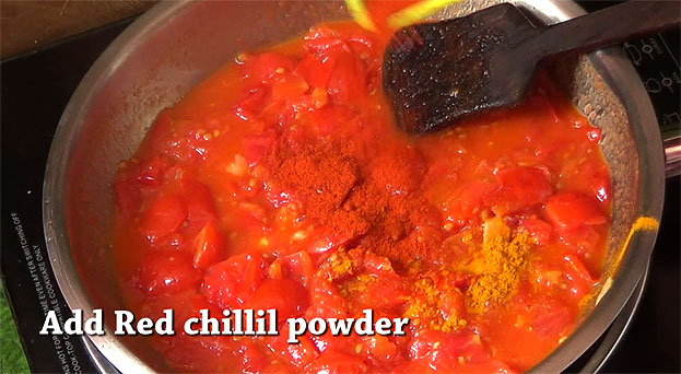 Add red chilli & turmeric powder