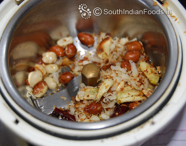 Put roasted ingredients in a jar & coarsely grind