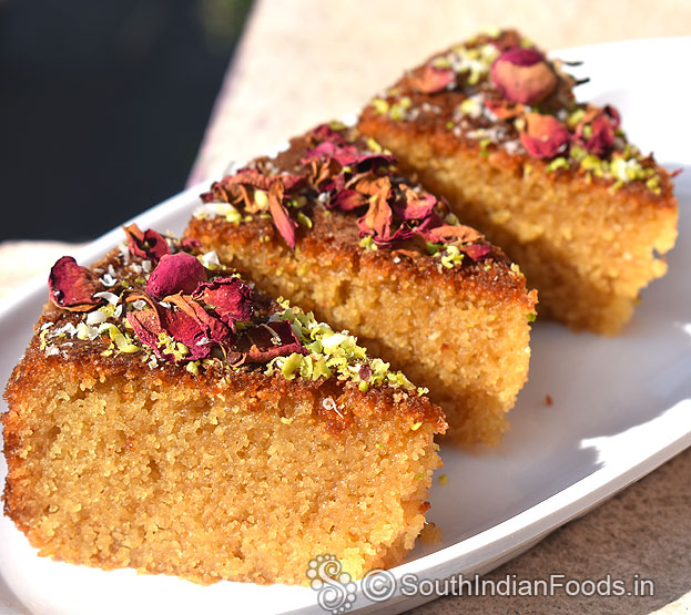 Eggless Coconut Semolina Cake Recipe - Flavours of My Kitchen