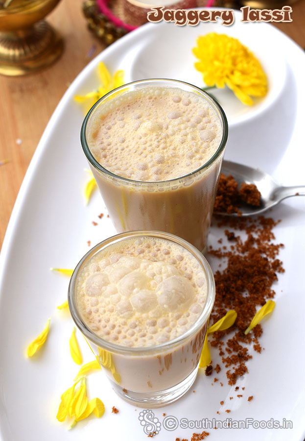 Frothy jaggery lassi