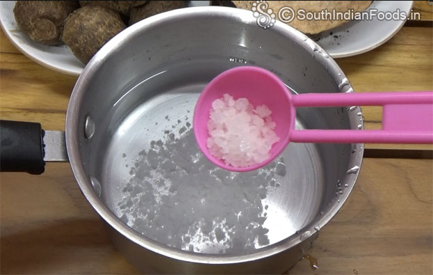 In a bowl add sea salt & water