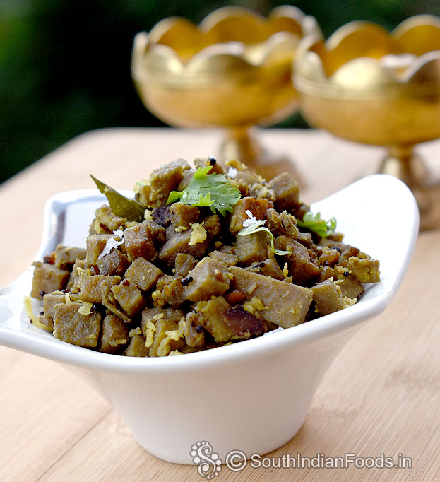 Karunai kizhangu poriyal ready, serve hot with rice or millet
