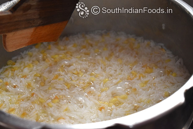 Cooked moong dal and rice ready