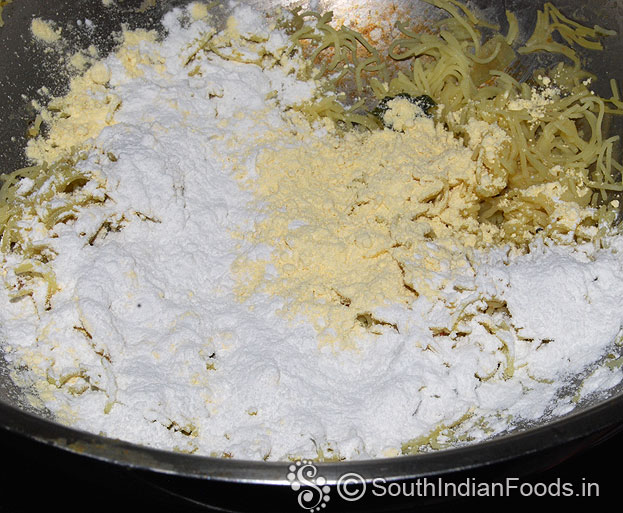 Add gram flour, rice flour