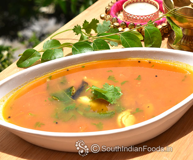 Moong dal rasam ready, serve hot with rice