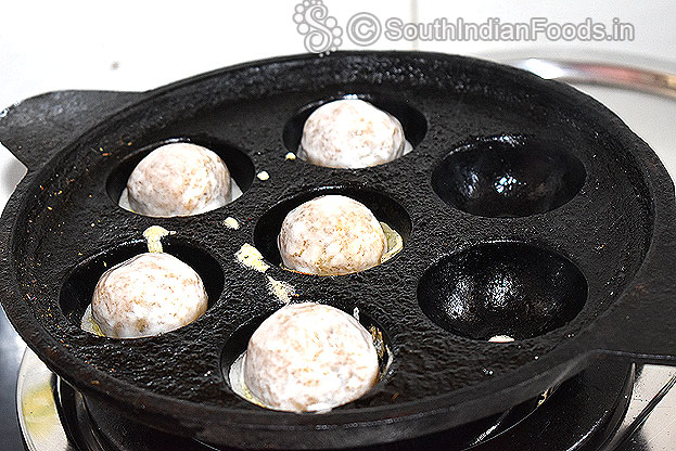 Heat pan palce balls, cook till crisp and golden brown