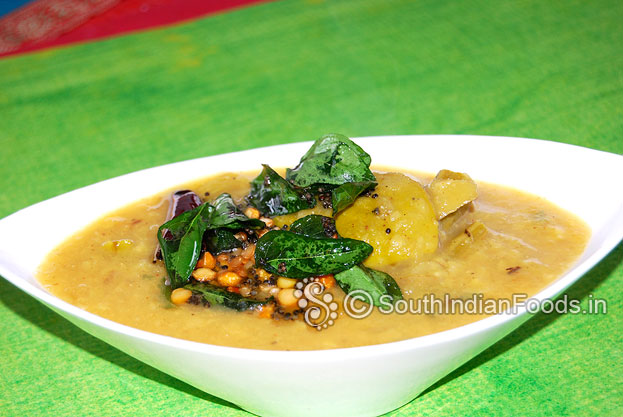 Munaga mamidikaya pappu is ready, serve hot with rice